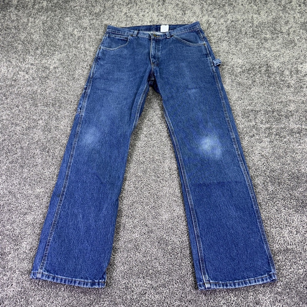 Key Jeans Mens 33x32 Blue Relaxed Straight Denim Carpenter Workwear Medium Wash